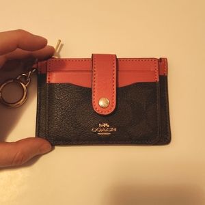 Coach pink coin card wallet / pouch